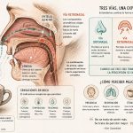 Infografía sobre cómo la vía ortonasal, la vía retronasal y las sensaciones en boca participan en la percepción del café.
